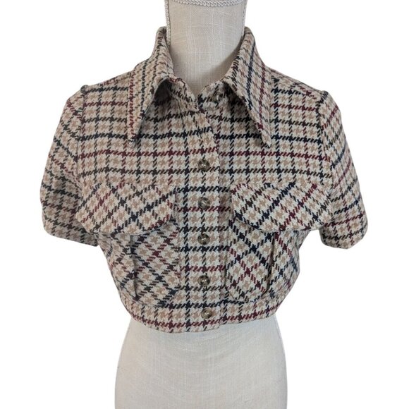 Rumored Revolve Coco Newberry Plaid Tweed Crop Top XS - Picture 1 of 4